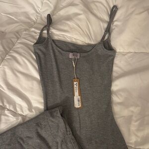 SKIMS Gray Ribbed Maxi Dress